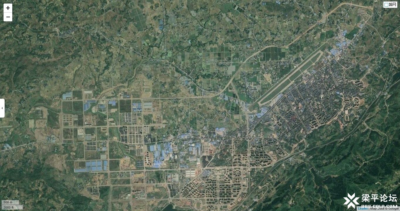 梁平区城区谷歌卫星影像（影像时间：2019年4月7日）